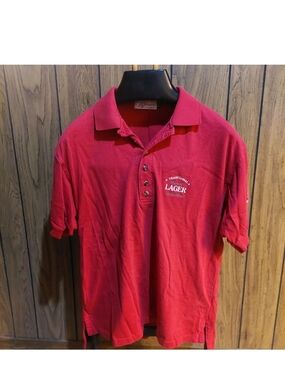 Yuengling Lager  Men's Red Polo Golf Shirt Vintage Medium Embroidered